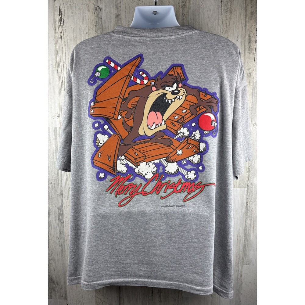 Vintage 1994 Looney Tunes Taz Christmas T-Shirt XL (28”x28”) Fits Like 3XL